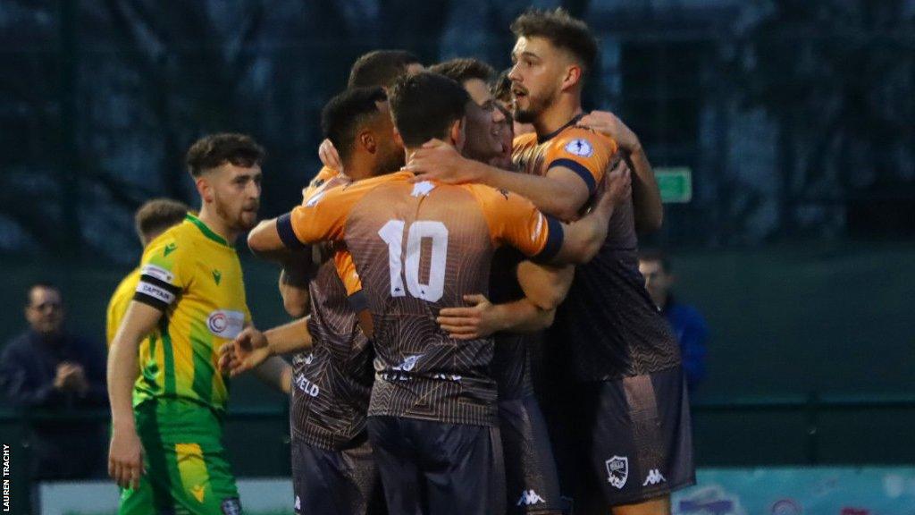 Jersey Bulls celebrate Jake Prince's goal