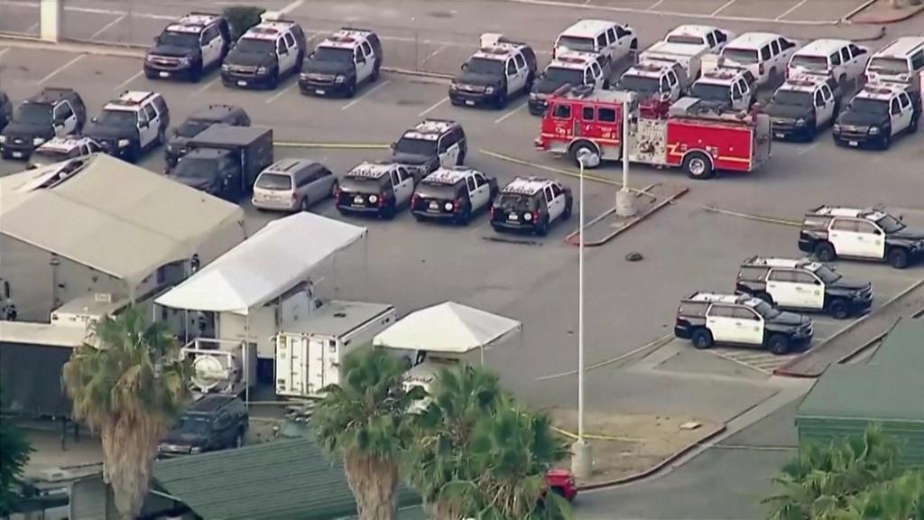 An aerial shot of where an explosion took place is seen fr above