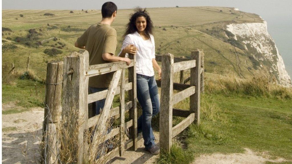 Walkers at the White Cliffs of Dover