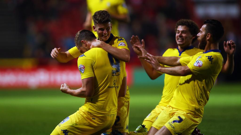 Leeds players celebrate