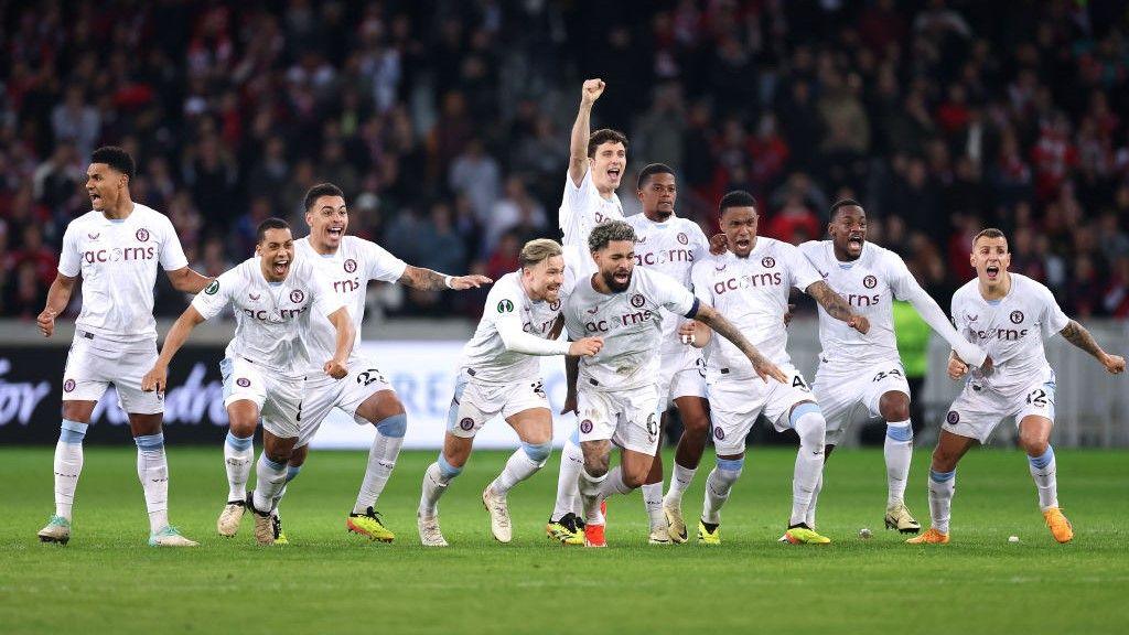 Aston Villa celebrate Europa Conference League victory