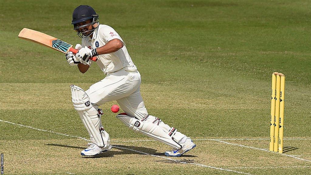 Karun Nair playing cricket for India