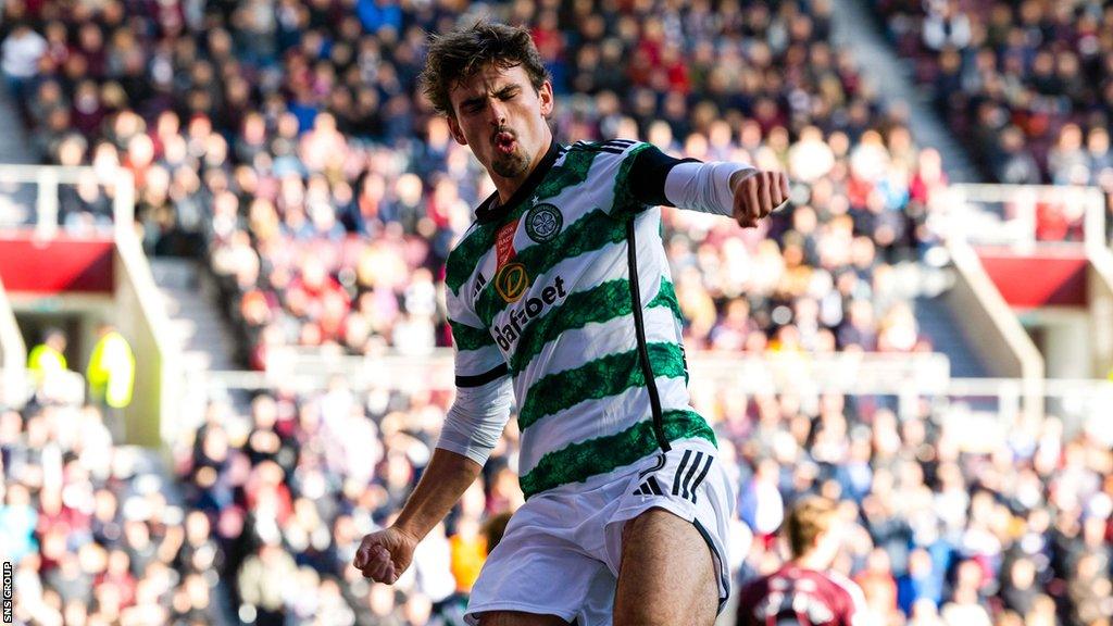 Matt O'Riley celebrates his sixth goal of the season