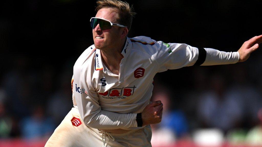 Essex spinner Simon Harmer in full flight