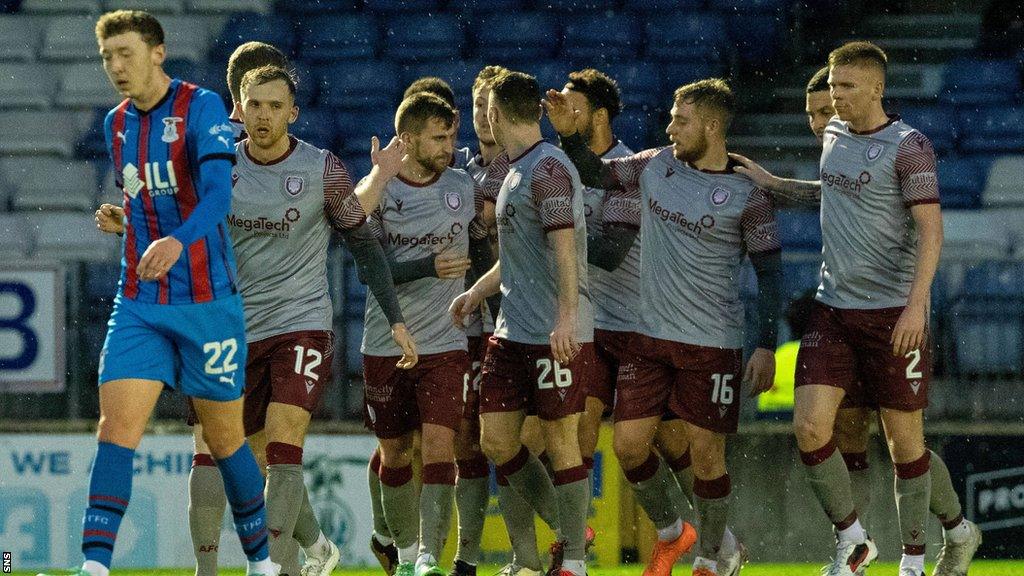 Arbroath players celebrating