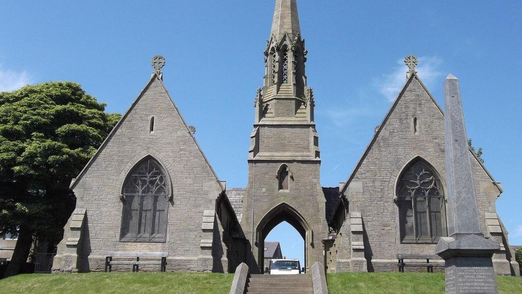 External view of Colne cemetery chapel in Colne, Lancashire