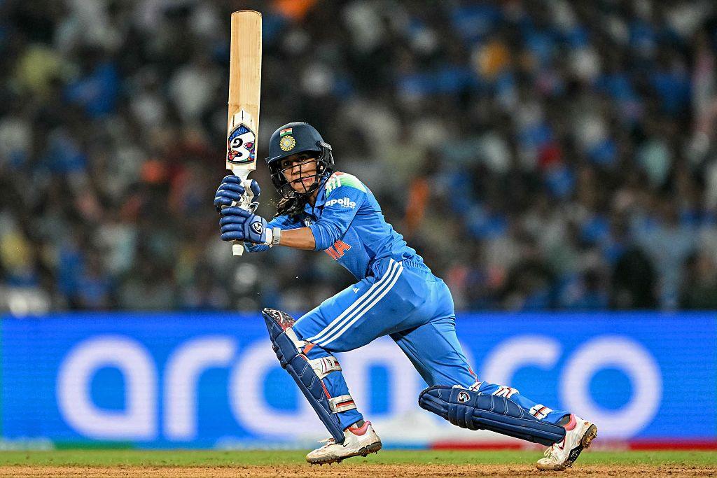 India's Jemimah Rodrigues plays a shot during the ICC Women's Cricket World Cup 2025 one-day international (ODI) semi-final match between India and Australia at the DY Patil Stadium in Navi Mumbai on October 30, 2025. (Photo by Punit PARANJPE / AFP) / -- IMAGE RESTRICTED TO EDITORIAL USE - STRICTLY NO COMMERCIAL USE -- (Photo by PUNIT PARANJPE/AFP via Getty Images)
