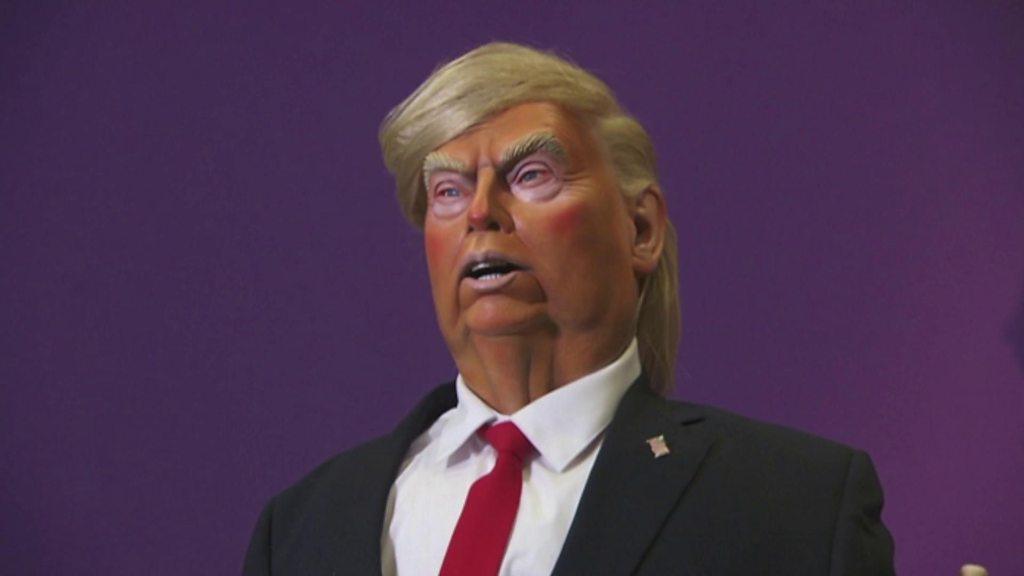 Rubber caricature of Donald Trump