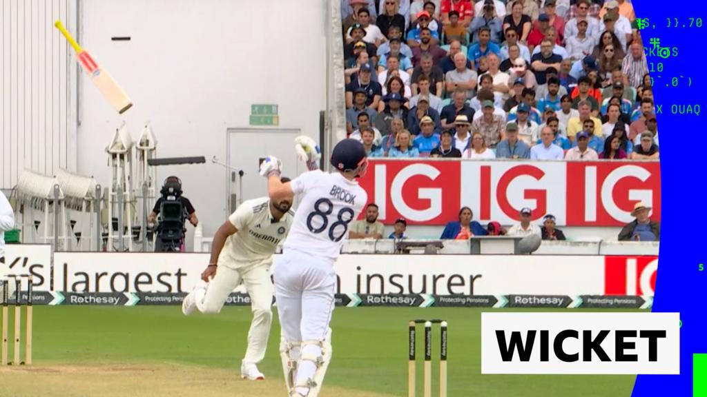 'Incredible dismissal!' - Brook's bat goes flying as he's dismissed for 111