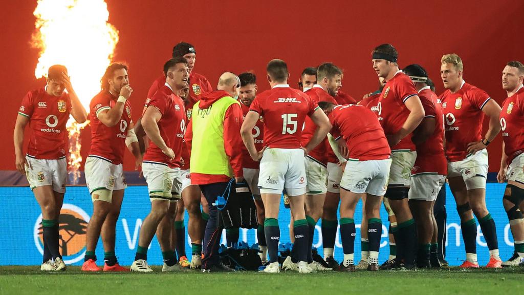 The British and Irish Lions huddle