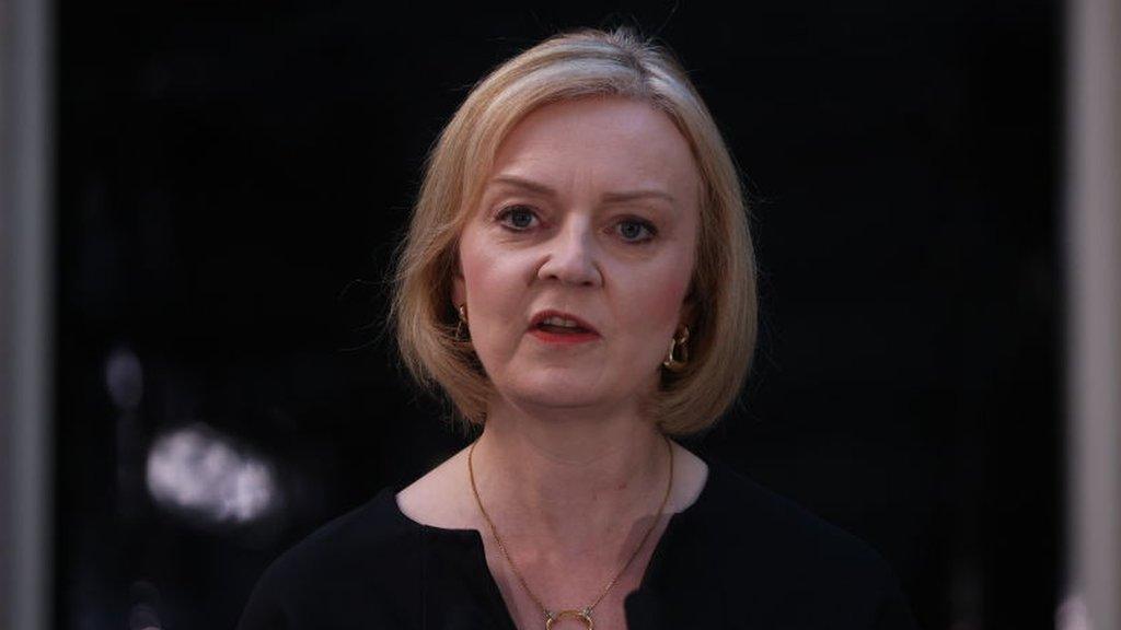 Liz Truss speaks after the announcement of the death of Queen Elizabeth II