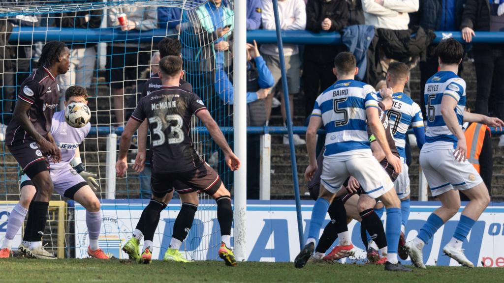 Jordan Davies scores for Morton against Ayr
