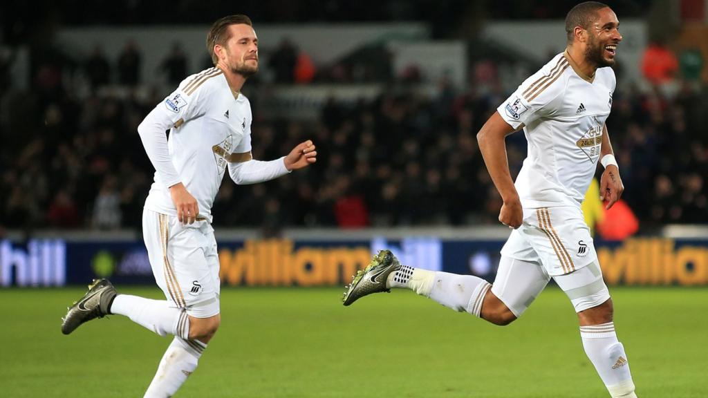 Ashley Williams of Swansea City celebrates