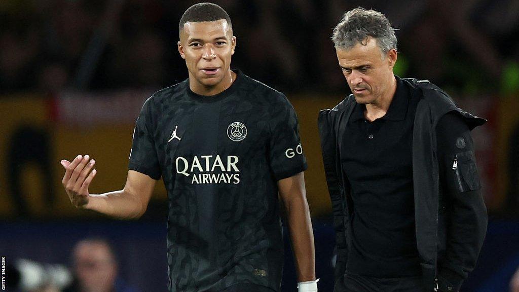 Kylian Mbappe (left) and Luis Enrique (right)