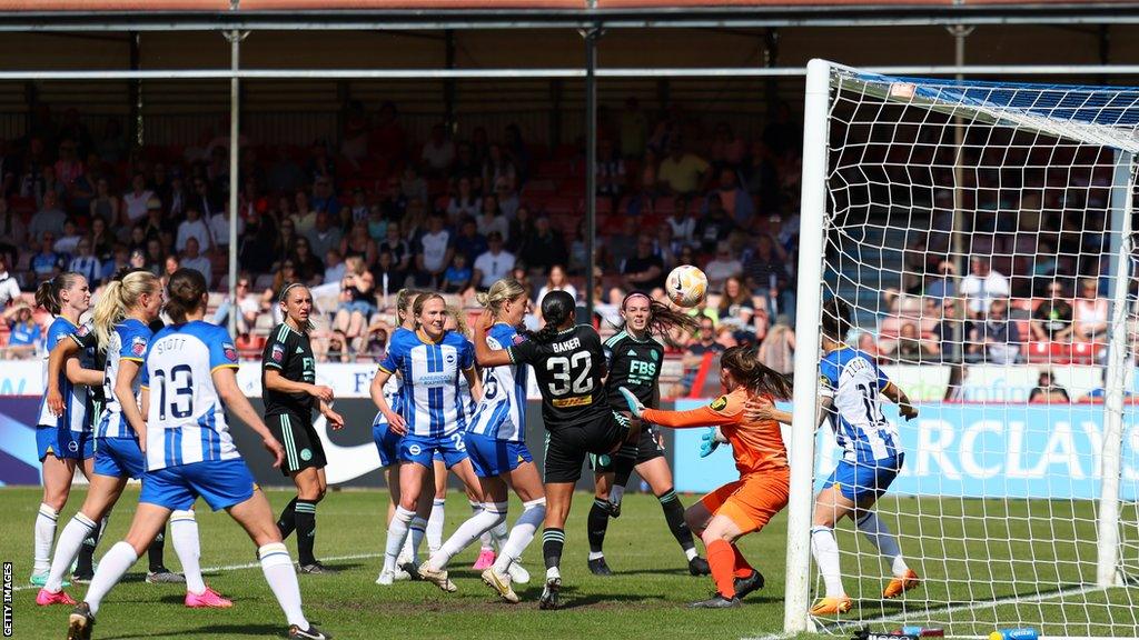 Ava Baker scoring for Leicester