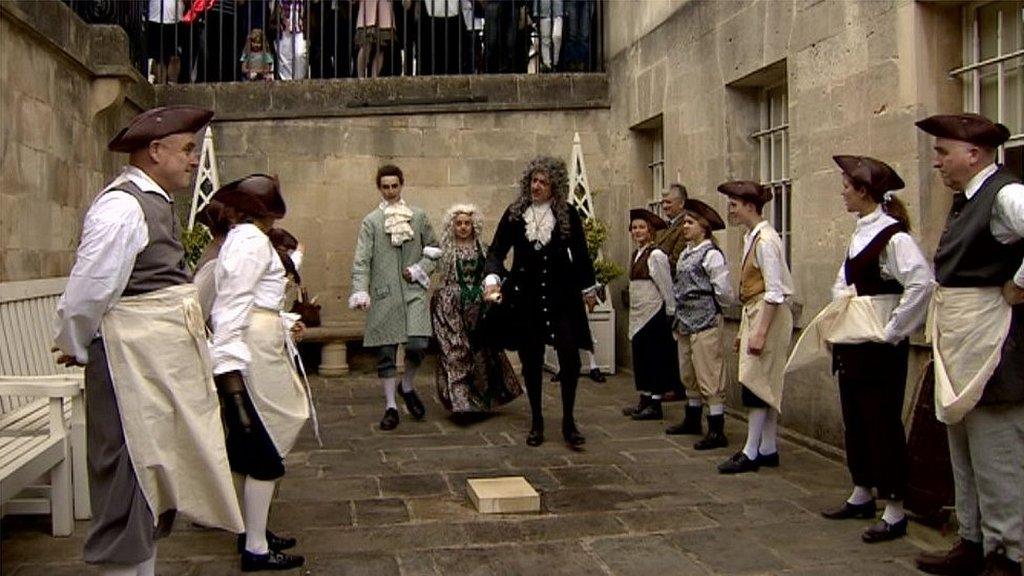 Actors recreate the moment the first stone was laid