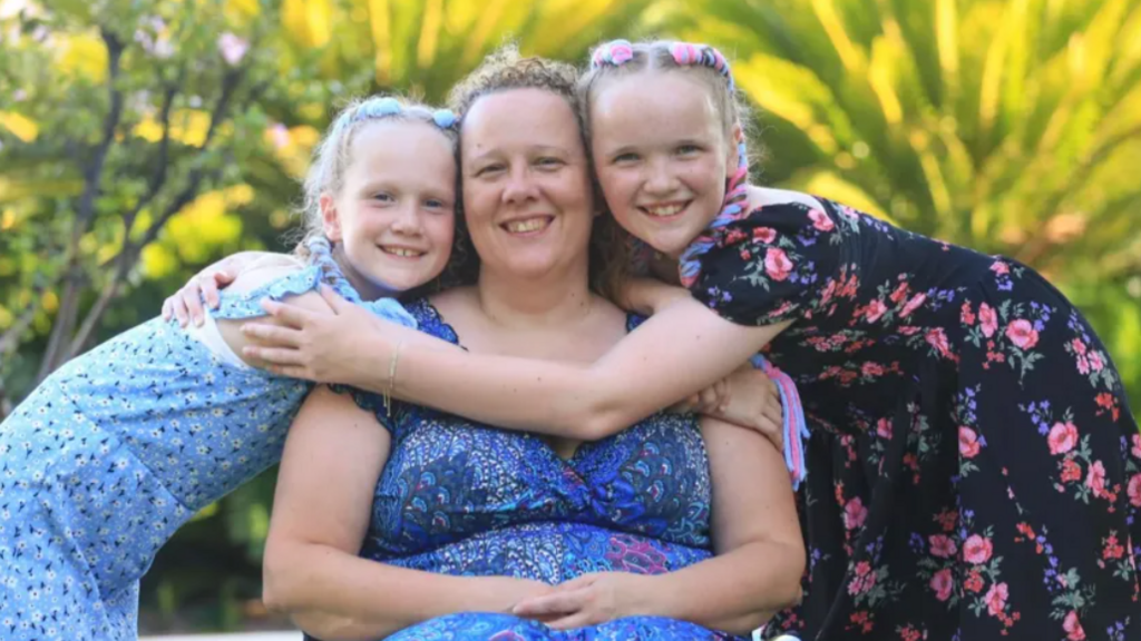 Cat Dafydd with her daughters