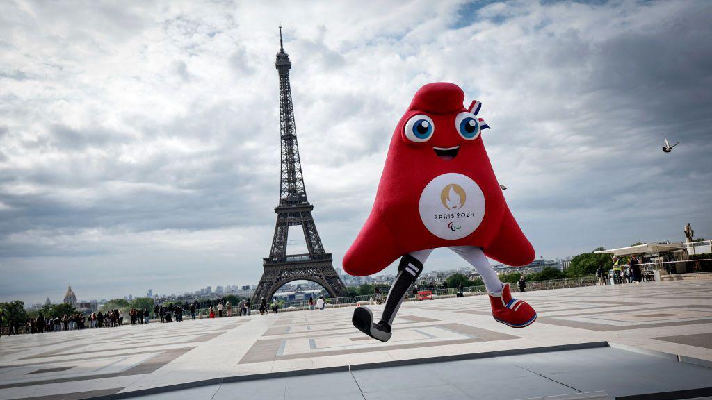 Paris Paralympic mascot and eiffel tower