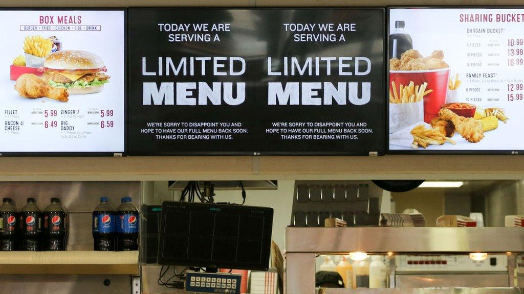 KFC limited menu signs