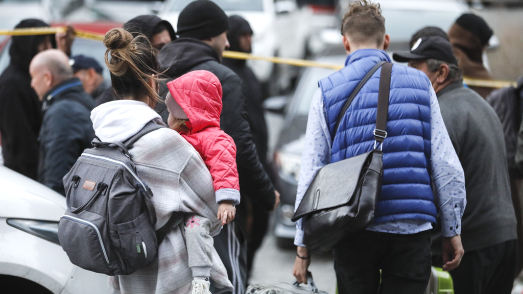 People queuing on the Russian-Georgian border