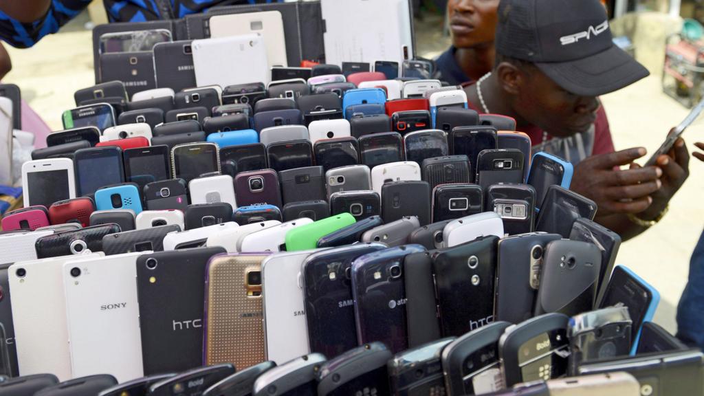 A mobile phone vendor in Nigeria