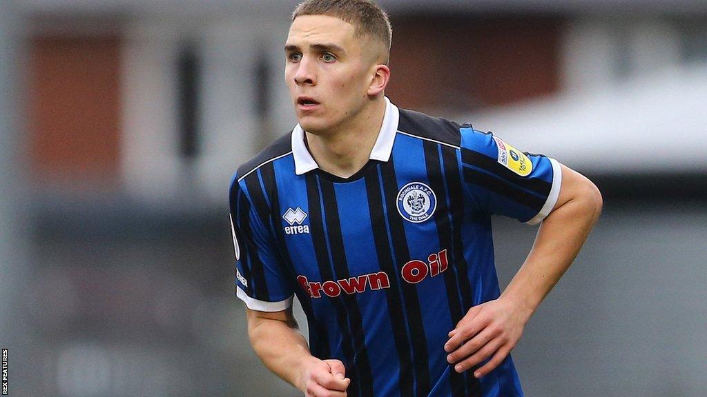 Owen Dodgson in action for Rochdale