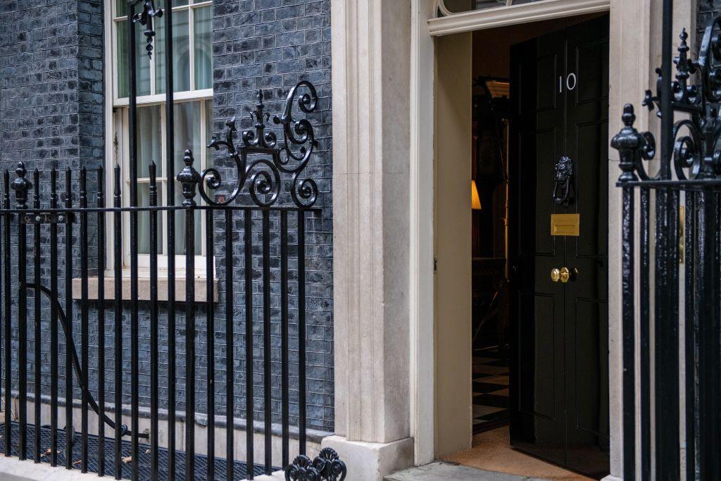 10 Downing street with door slightly ajar