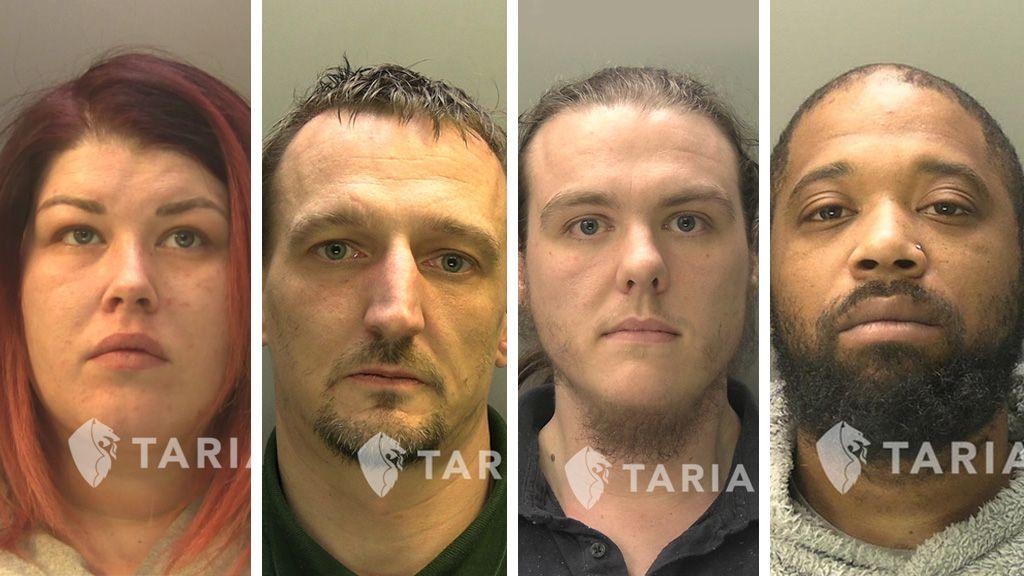 A composite image of four mugshots of people. Across the image is the word Tarian.
