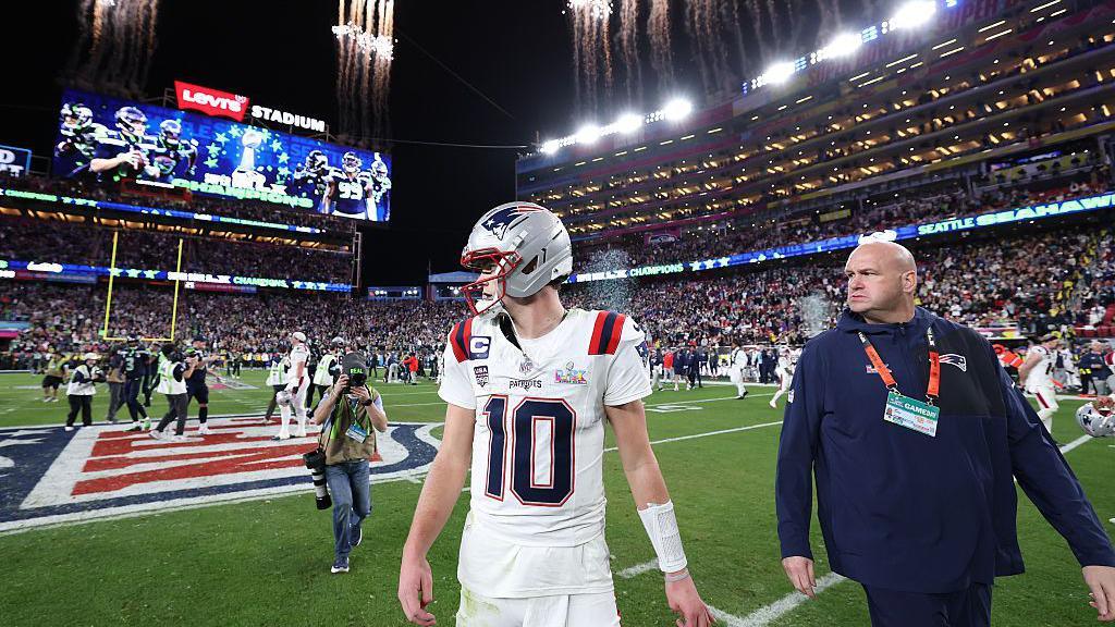 Drake Maye after losing the Super Bowl