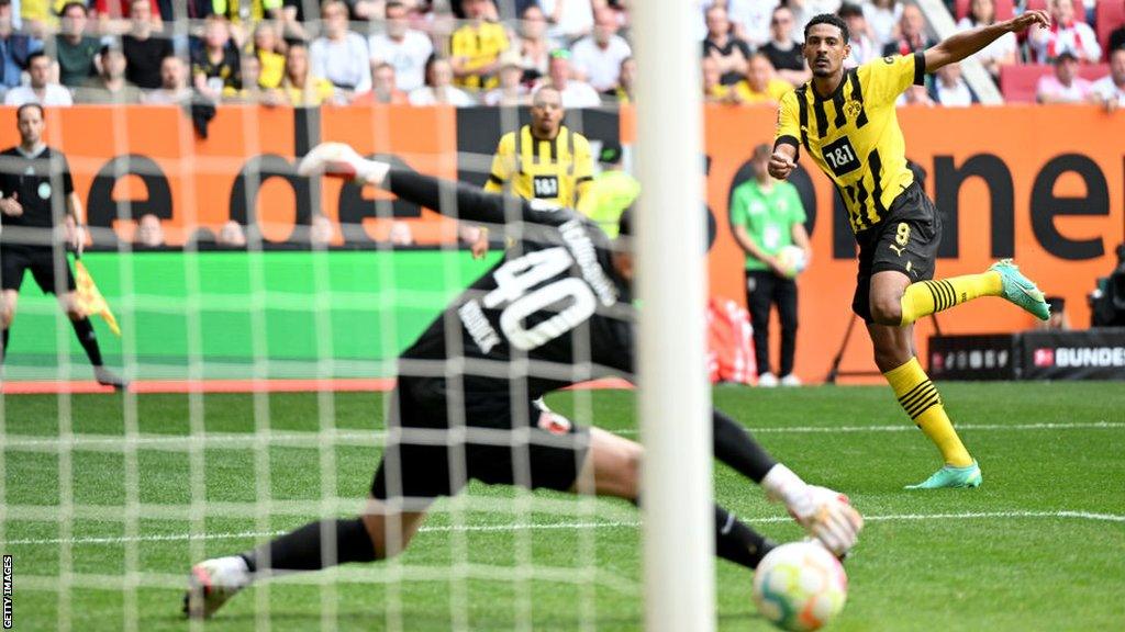 Sebastian Haller scores Borussia Dortmund's first against Augsburg