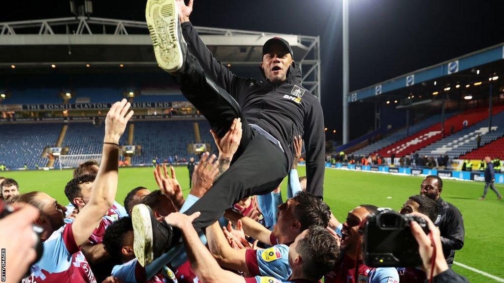 Vincent Kompany and Burnley celebrate promotion