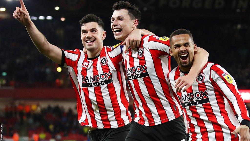 Sheffield United celebrate scoring second goal