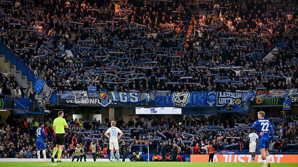 Djurgarden fans at Stamford Bridge