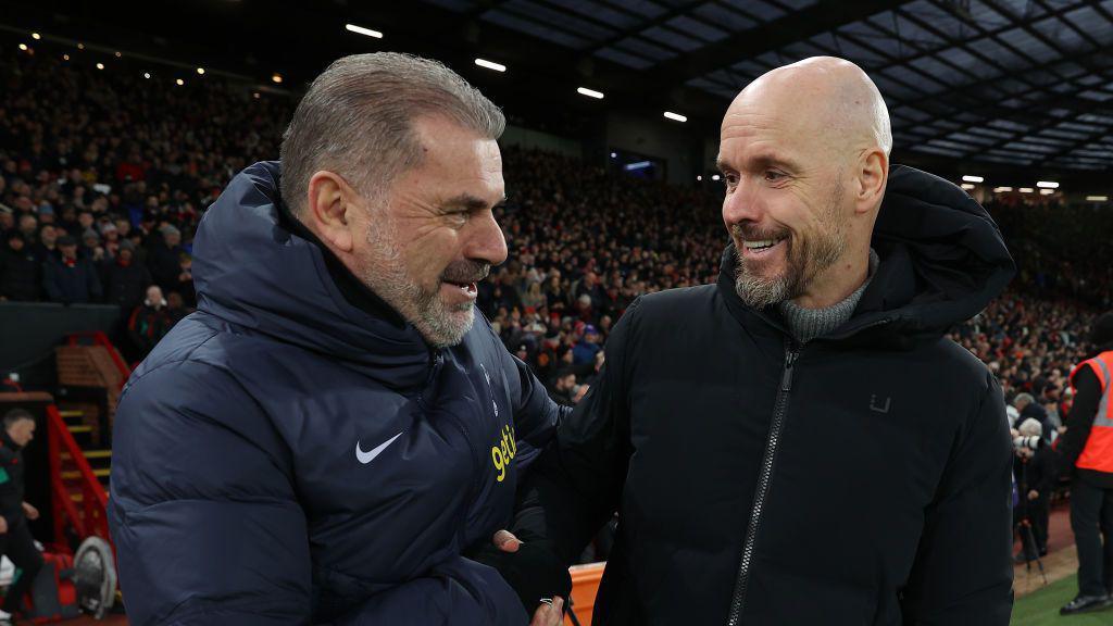 Tottenham manager Ange Postecoglou and former Manchester United boss Erik ten Hag