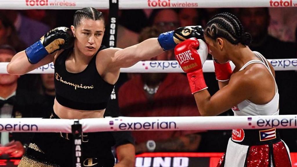 Katie Taylor and Amanda Serrano in the ring
