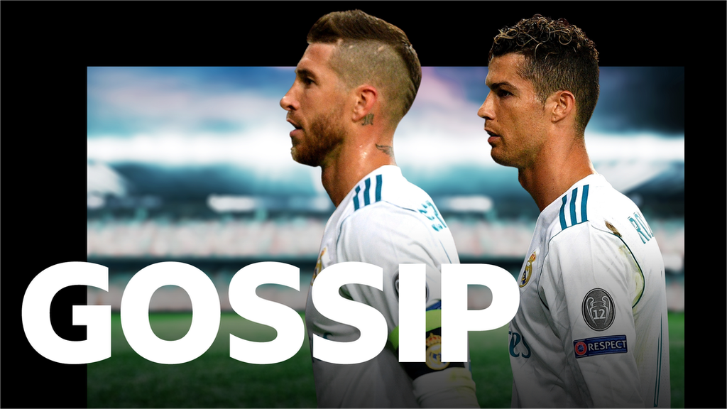 A picture of Sergio Ramos and Cristiano Ronaldo and the word 'gossip'