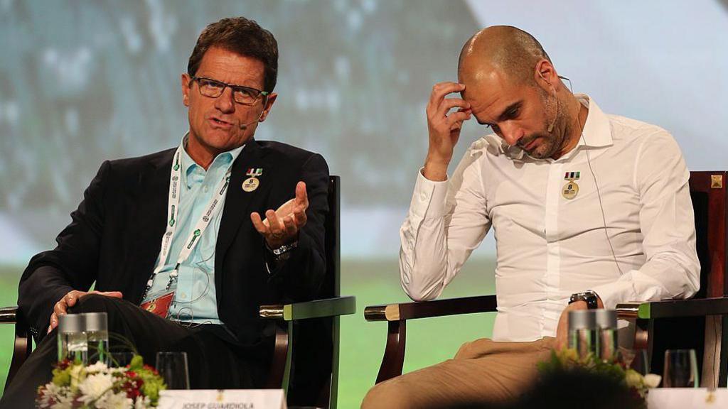 Fabio Capello and Pep Guardiola in Dubai in 2013