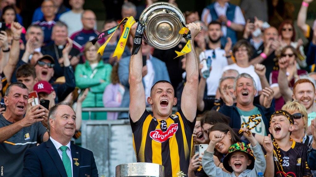 Kilkenny skipper Eoin Cody lifts the Bob O'Keefe Cup at Croke Park