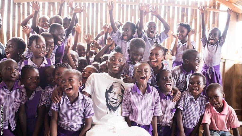 Christian Atsu enjoyed spending time with the children of the Becky's Foundation.