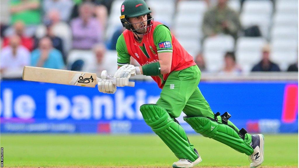 Sam Evans plays a shot for Leicestershire