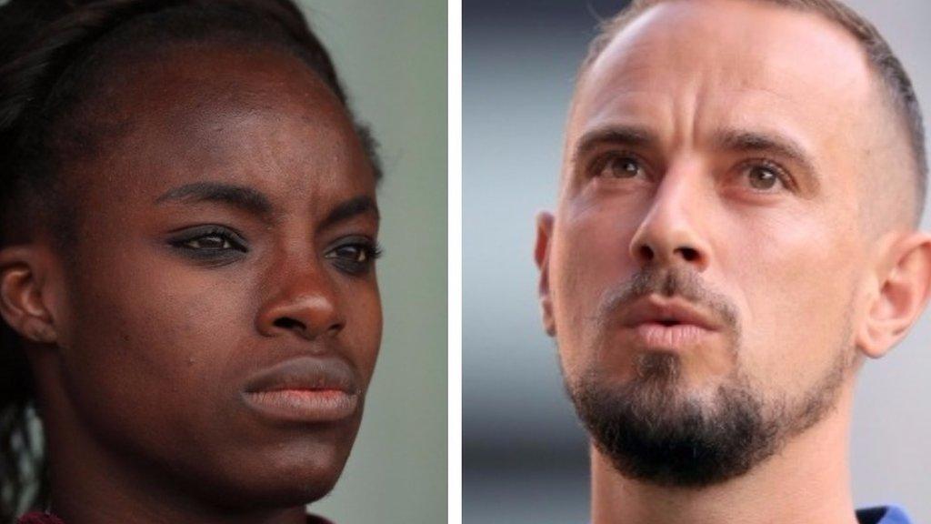 Eni Aluko and Mark Sampson