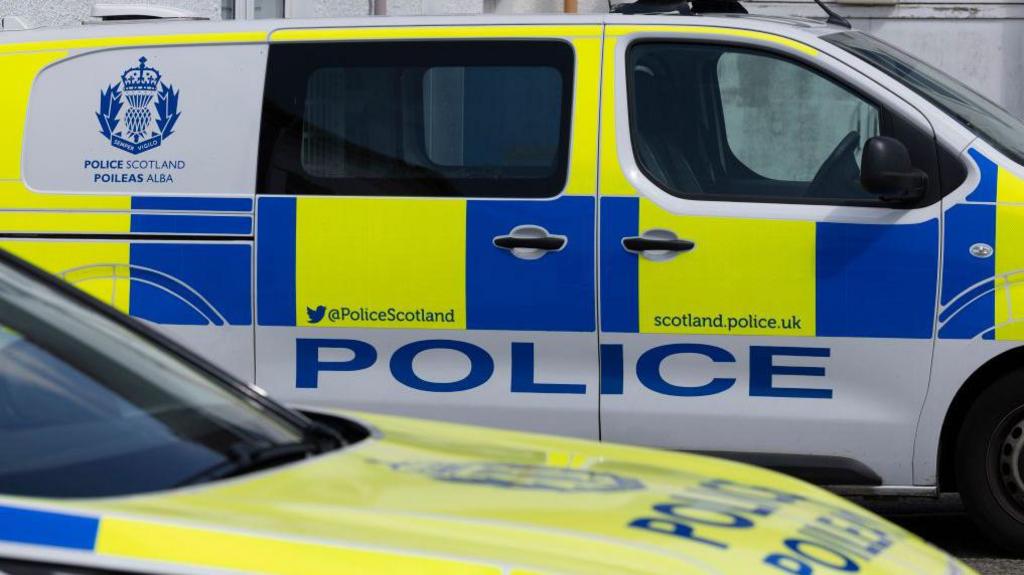  General view of Police vehicles outside Cowdenbeath Police Station