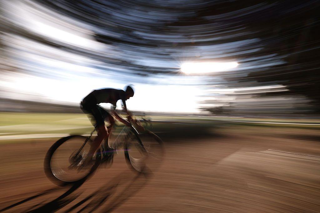 A competitor is seen during the Elite Men category during the 2025 Auscycling Cyclo-Cross National Series in Ballarat, Australia. Photo by Robert Cianflone