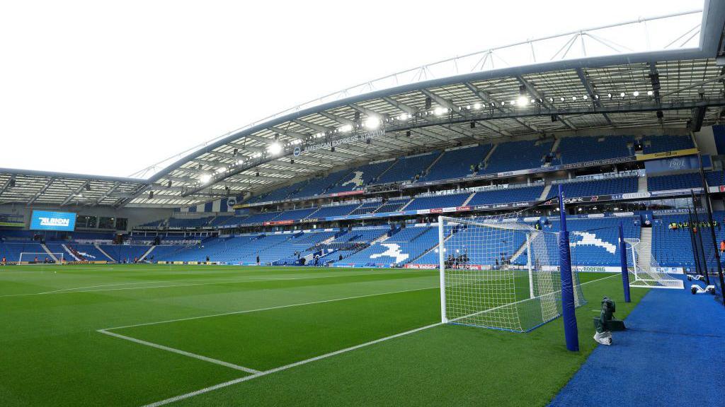 General view inside the stadium prior to the Premier League match between Brighton & Hove Albion FC and Manchester United FC at Amex Stadium