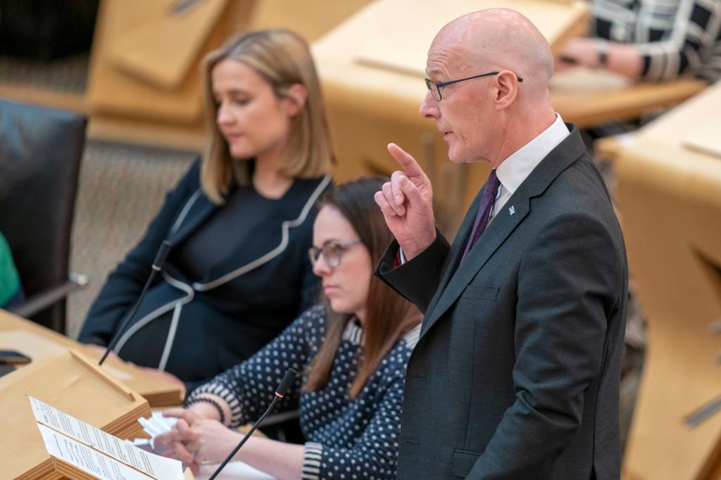 John Swinney fields questions during first minister's questions