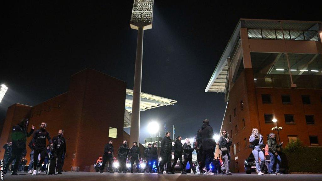 Fans leaving the stadium