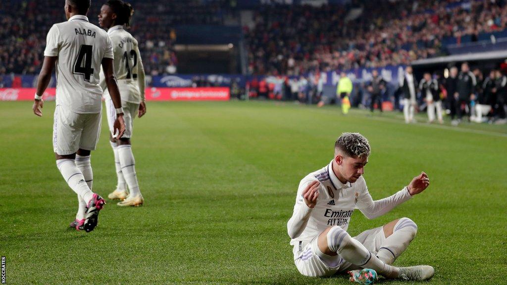 Federico Valverde celebrates on the pitch