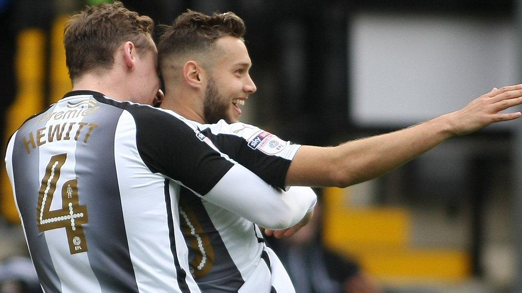 Notts County's Jorge Grant celebrates his goal against Newport