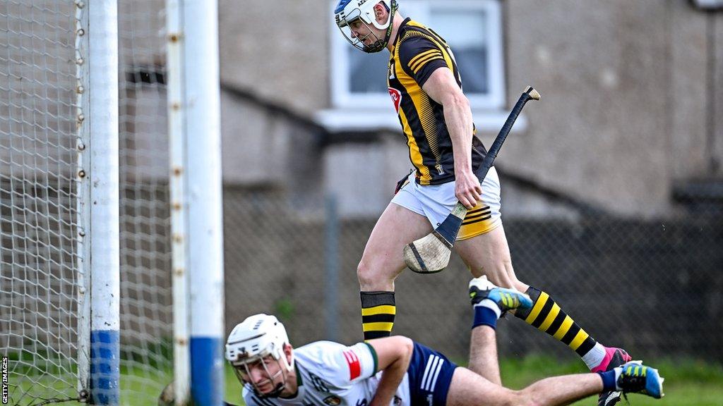 Antrim keeper Ryan Elliott sees the ball head into the net after TJ Reid scores Kilkenny's second goal in the fourth minute