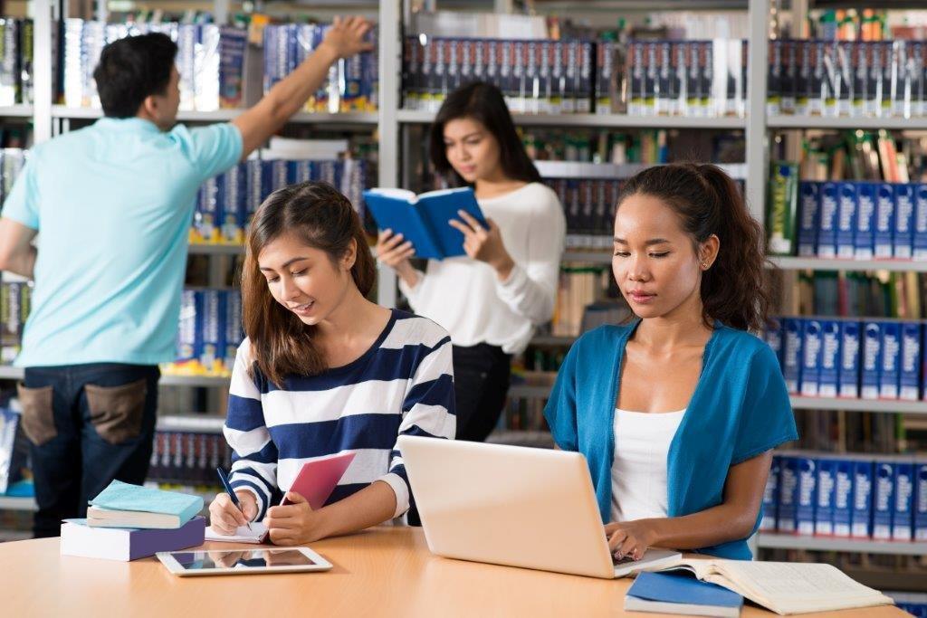 Students in library